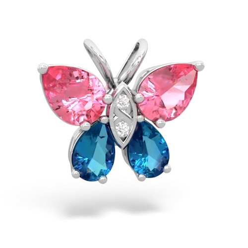pink sapphire-london topaz butterfly pendant