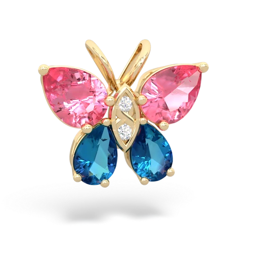 pink sapphire-london topaz butterfly pendant