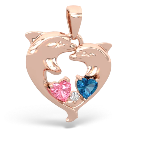 pink sapphire-london topaz dolphins pendant