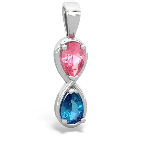 pink sapphire-london topaz infinity pendant