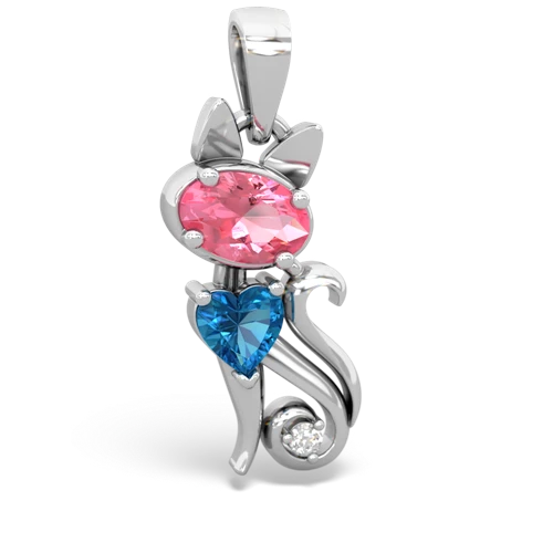 pink sapphire-london topaz kitten pendant