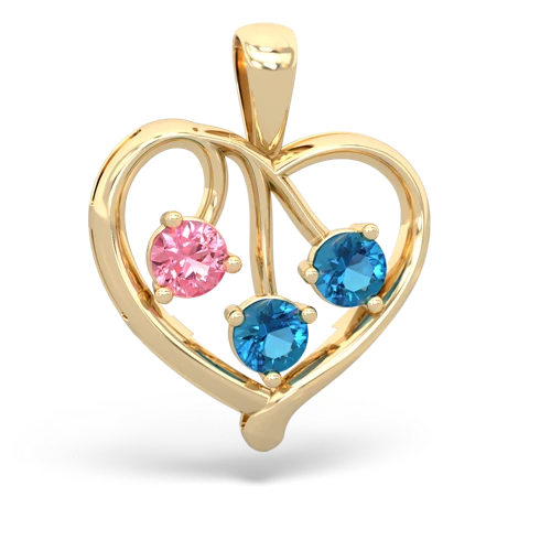 pink sapphire-london topaz love heart pendant