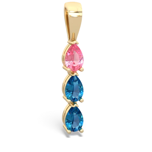 pink sapphire-london topaz three stone pendant