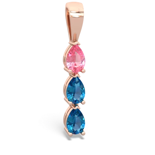 pink sapphire-london topaz three stone pendant