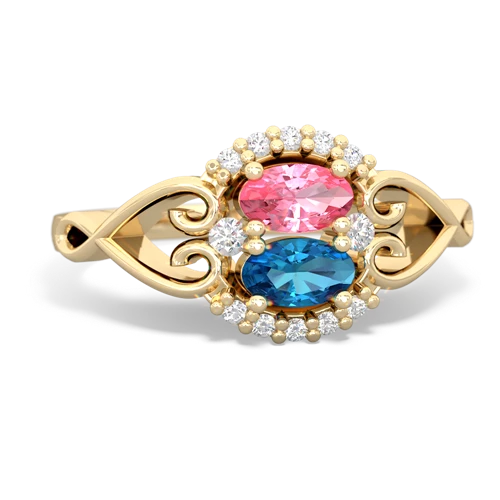 pink sapphire-london topaz antique keepsake ring
