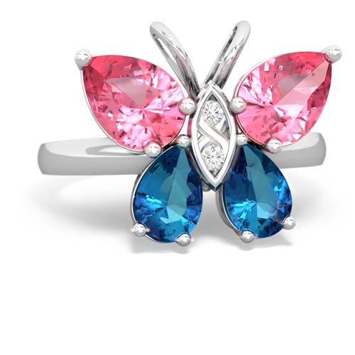 pink sapphire-london topaz butterfly ring