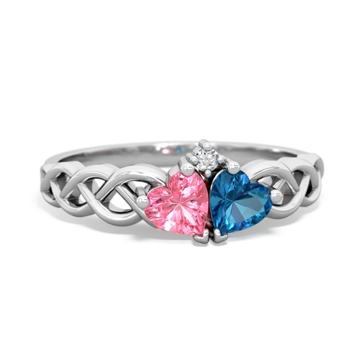 pink sapphire-london topaz celtic braid ring