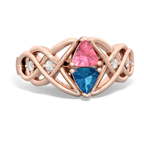 pink sapphire-london topaz celtic knot ring