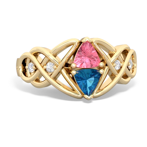 pink sapphire-london topaz celtic knot ring