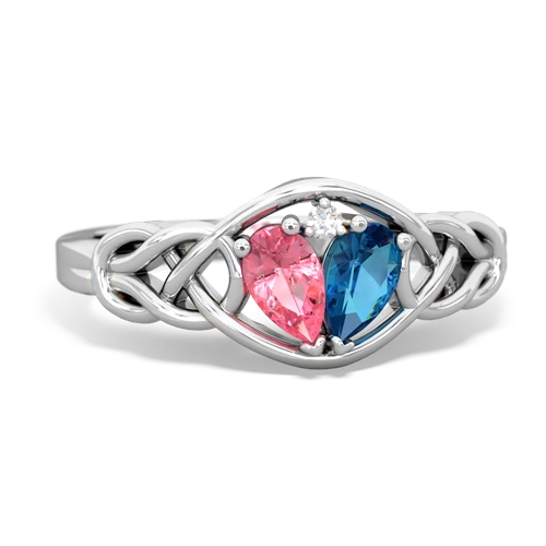 pink sapphire-london topaz celtic knot ring