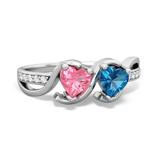 pink sapphire-london topaz double heart ring