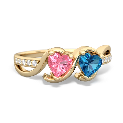 pink sapphire-london topaz double heart ring