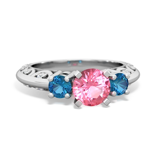 pink sapphire-london topaz engagement ring