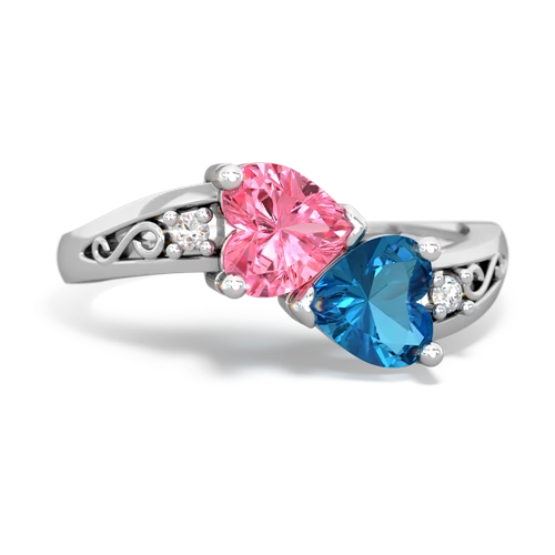 pink sapphire-london topaz filligree ring