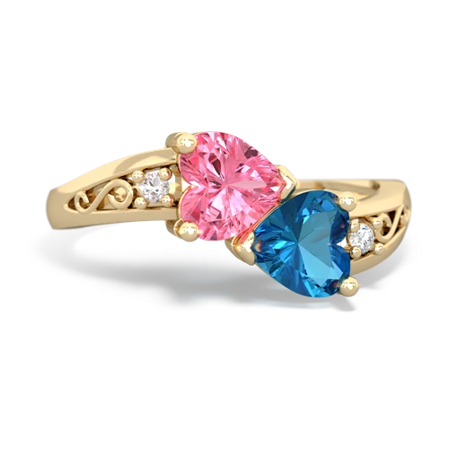 pink sapphire-london topaz filligree ring
