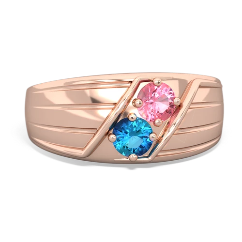 pink sapphire-london topaz mens ring