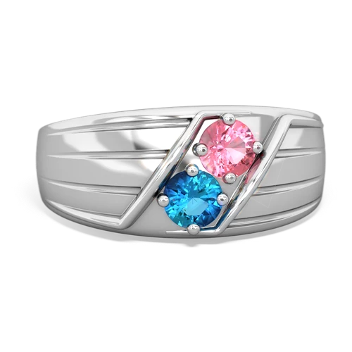 pink sapphire-london topaz mens ring