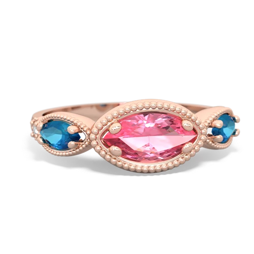 pink sapphire-london topaz milgrain marquise ring