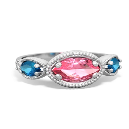 pink sapphire-london topaz milgrain marquise ring