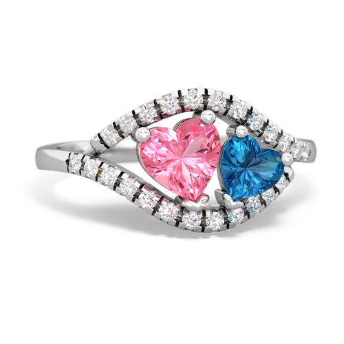 pink sapphire-london topaz mother child ring