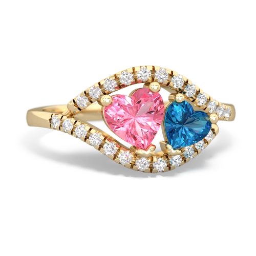 pink sapphire-london topaz mother child ring