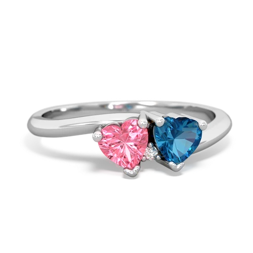 pink sapphire-london topaz sweethearts promise ring