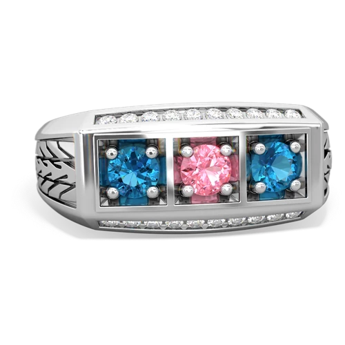 pink sapphire-london topaz three stone ring