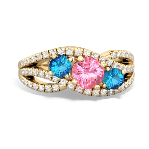 pink sapphire-london topaz three stone pave ring