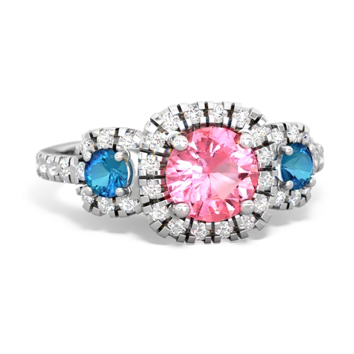 pink sapphire-london topaz three stone regal ring