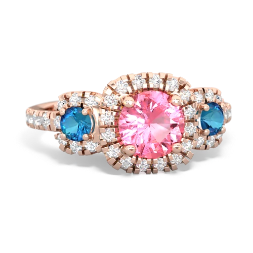 pink sapphire-london topaz three stone regal ring