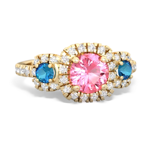 pink sapphire-london topaz three stone regal ring