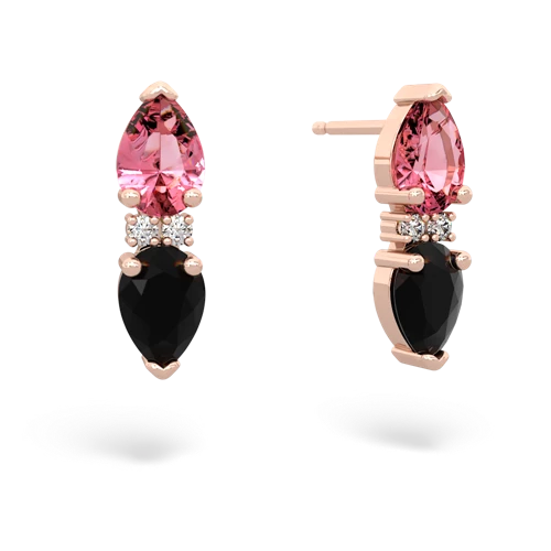 pink sapphire-onyx bowtie earrings