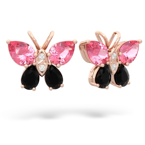 pink sapphire-onyx butterfly earrings