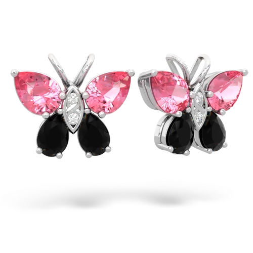 pink sapphire-onyx butterfly earrings