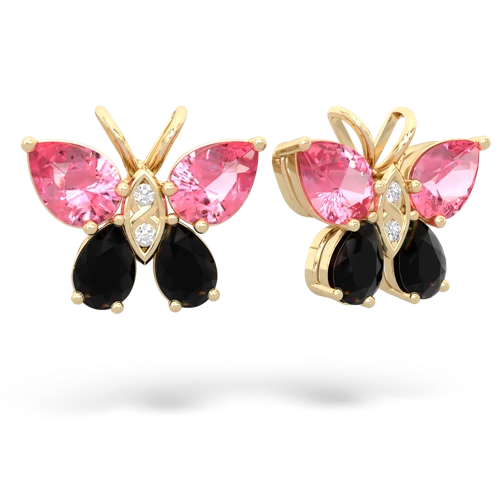 pink sapphire-onyx butterfly earrings
