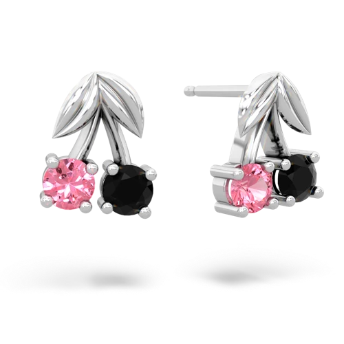 pink sapphire-onyx cherries earrings
