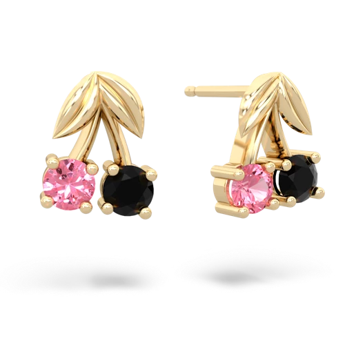 pink sapphire-onyx cherries earrings