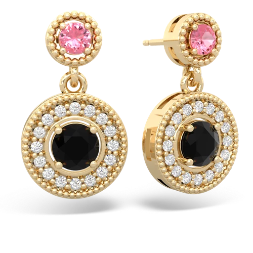 pink sapphire-onyx halo earrings