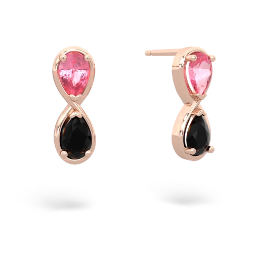pink sapphire-onyx infinity earrings