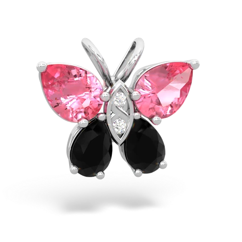 pink sapphire-onyx butterfly pendant