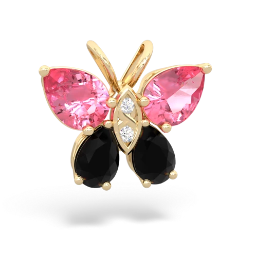 pink sapphire-onyx butterfly pendant