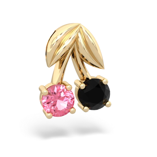pink sapphire-onyx cherries pendant