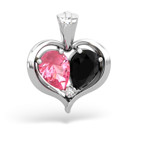 pink sapphire-onyx half heart whole pendant