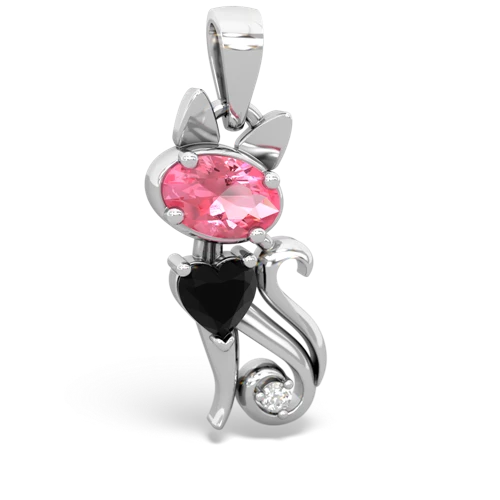 pink sapphire-onyx kitten pendant