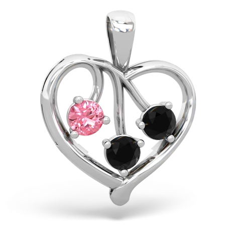 pink sapphire-onyx love heart pendant