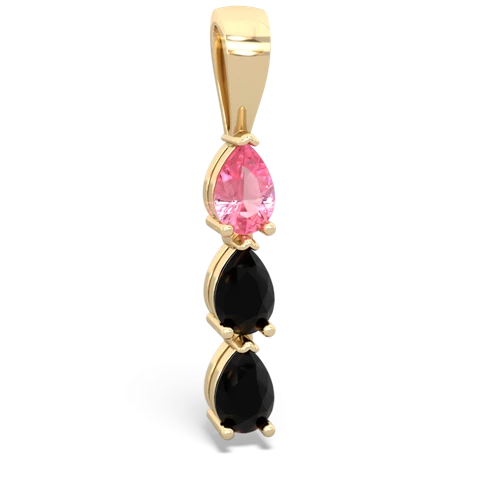 Lab Pink Sapphire Lab Created Pink Sapphire with Genuine Black Onyx and Genuine Sapphire Three Stone pendant Pendant