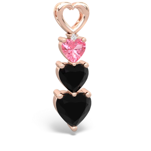 pink sapphire-onyx three stone pendant