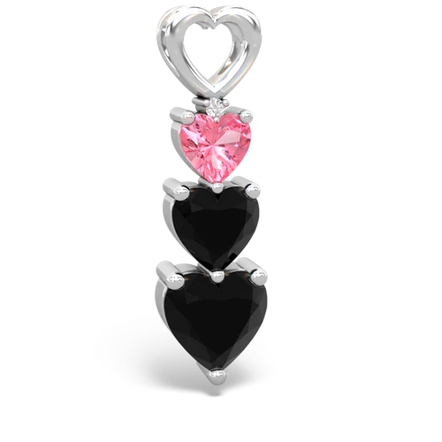 pink sapphire-onyx three stone pendant