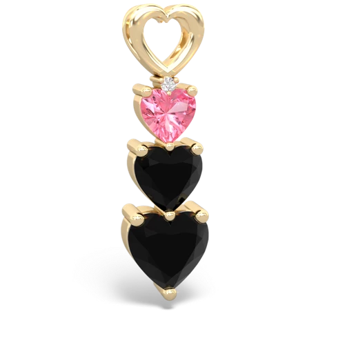 Lab Created Pink Sapphire with Genuine Black Onyx and Genuine Citrine Past Present Future pendant