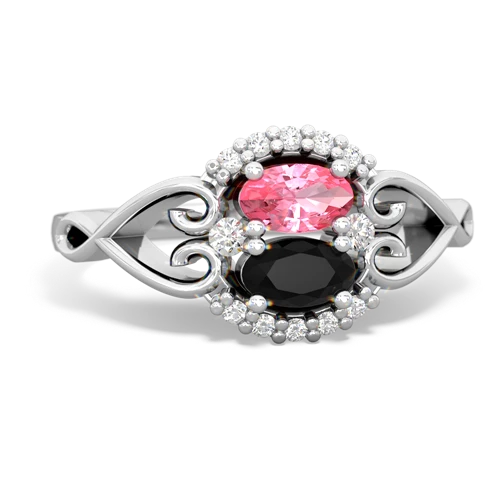 pink sapphire-onyx antique keepsake ring